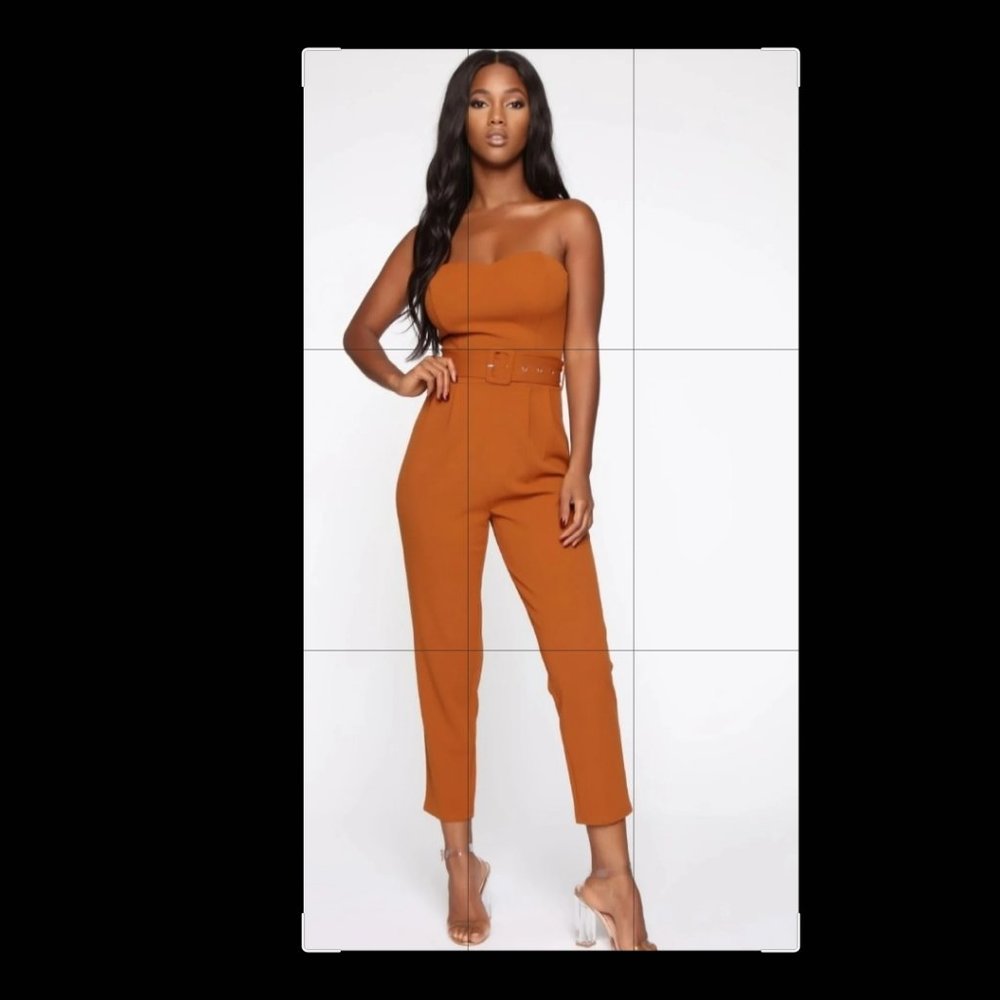 Camel halter belted jumpsuit